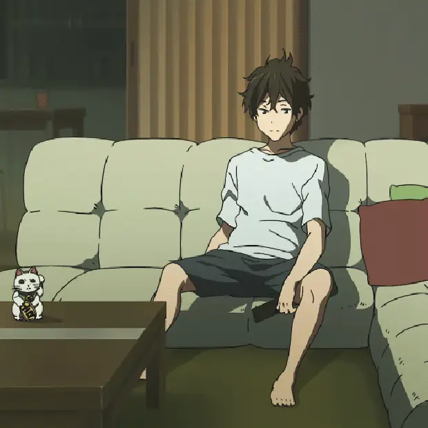 Menikmati anime dengan nyaman Karakter anime menonton televisi