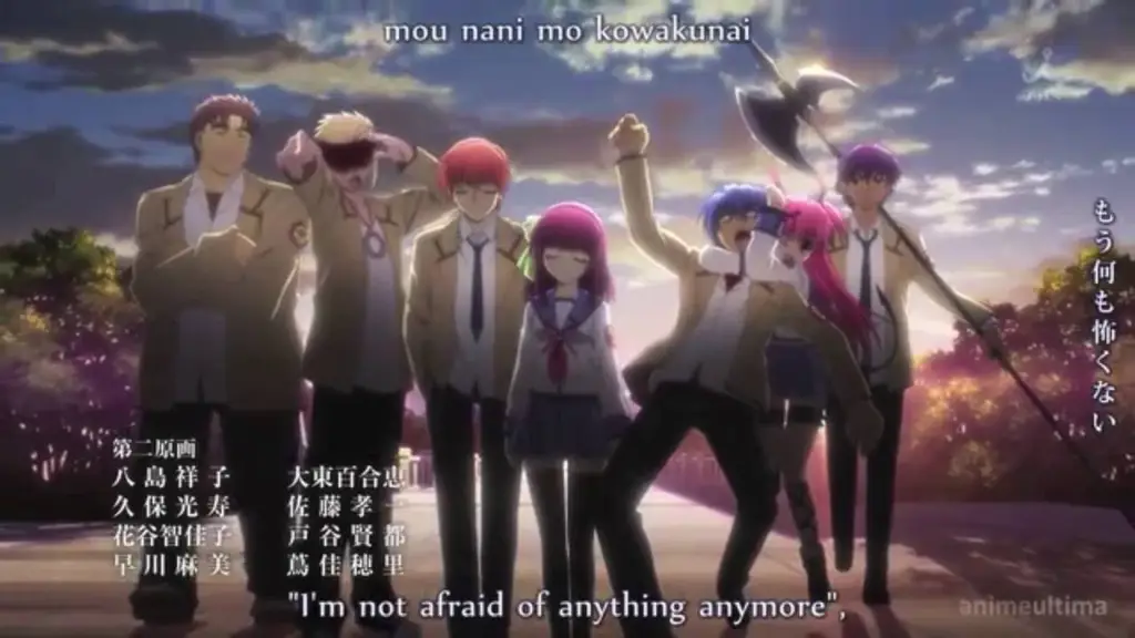 Gambar adegan akhir Angel Beats! yang mengharukan