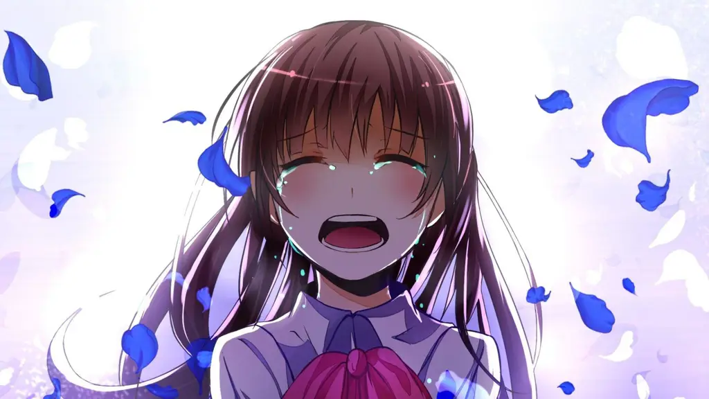 Momen haru dalam Clannad Gambar gadis anime yang sedang menangis, mewakili emosi dalam Clannad