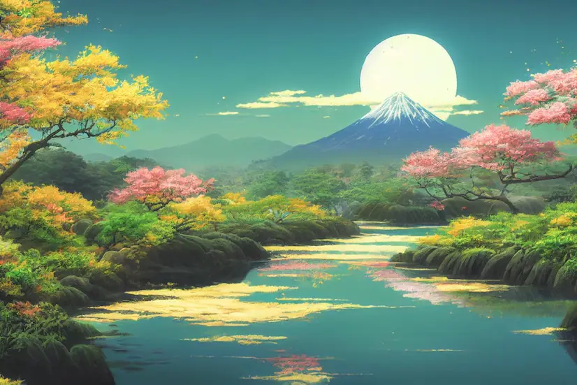 Suasana Menonton Anime yang Nyaman Gambar pemandangan anime Jepang yang indah