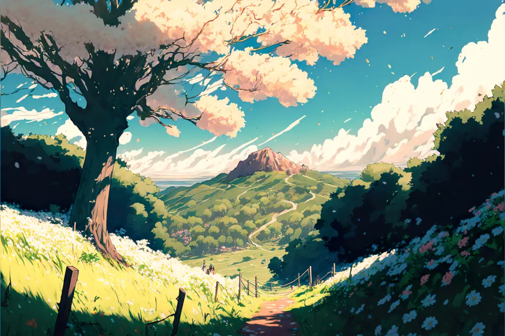 Dunia Fantasi yang Menakjubkan Pemandangan dunia fantasi anime